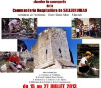 Stage de taille de pierre à la Commanderie de Sallebruneau. Du 15 au 27 juillet 2013 à Frontenac. Gironde. 